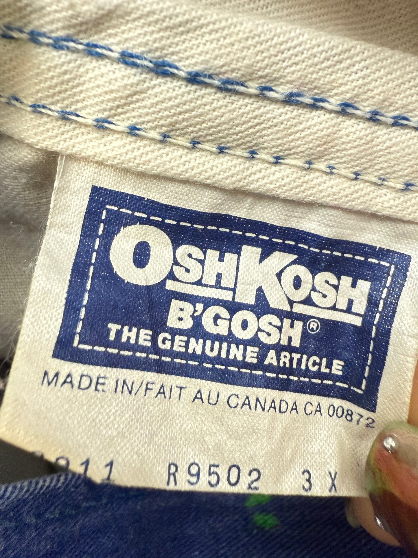 90s Kids Toddler Vintage Oshkosh Bgosh Dalmatian Dog AOP Blue Cotton Overall / 3T