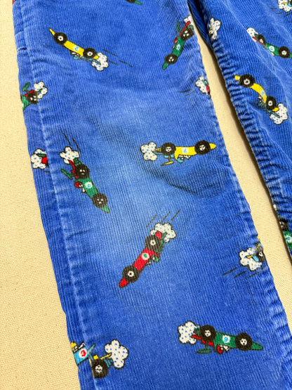 80s 90s Kids Toddler Vintage Oshkosh Bgosh Racing Car AOP Corduroy Painter Pants / 4T 5T / Made in USA