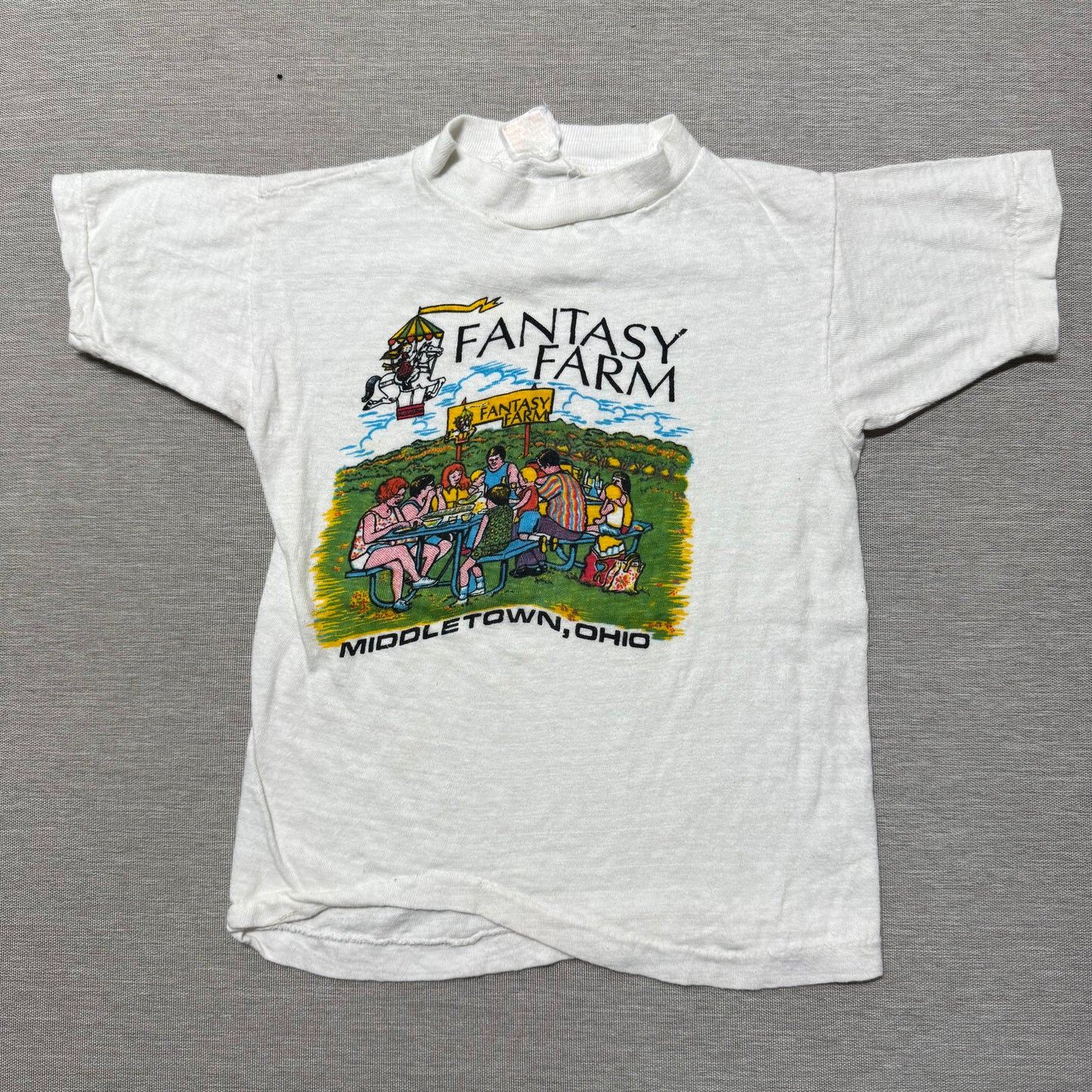 60s Kids Vintage Fantasy Farm Middletown Ohio Souvenir Single Stitch Short Sleeve 100% Cotton T-Shirt Baby Tee