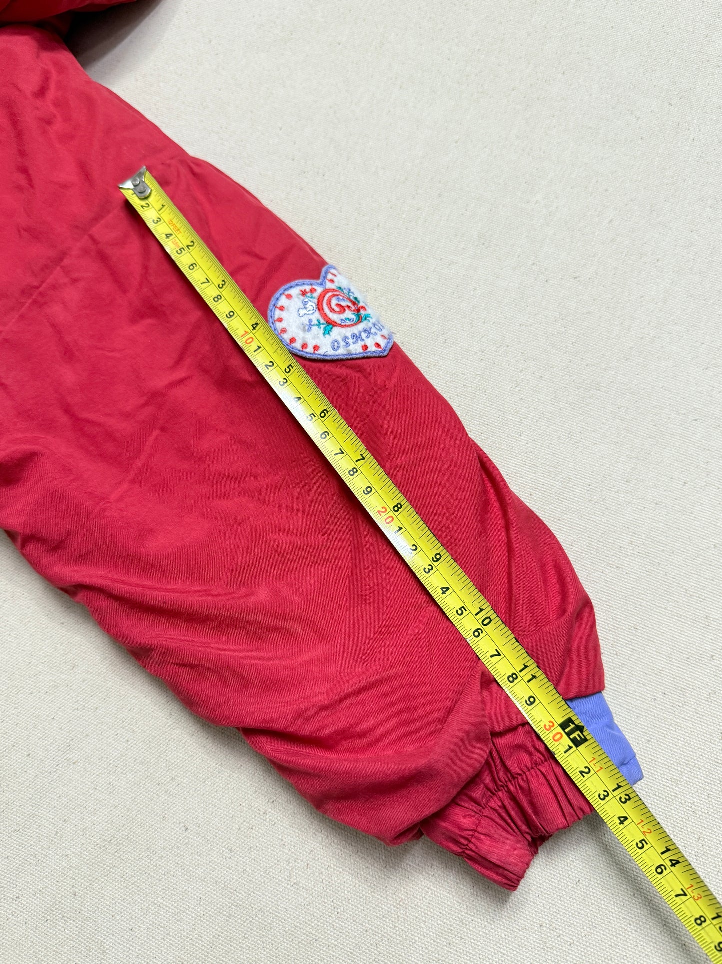 90s 2000' Kids Toddler Vintage Oshkosh Bgosh Heart Buttons Removable Hood Boa Down Jacket / 4T 5T 6y