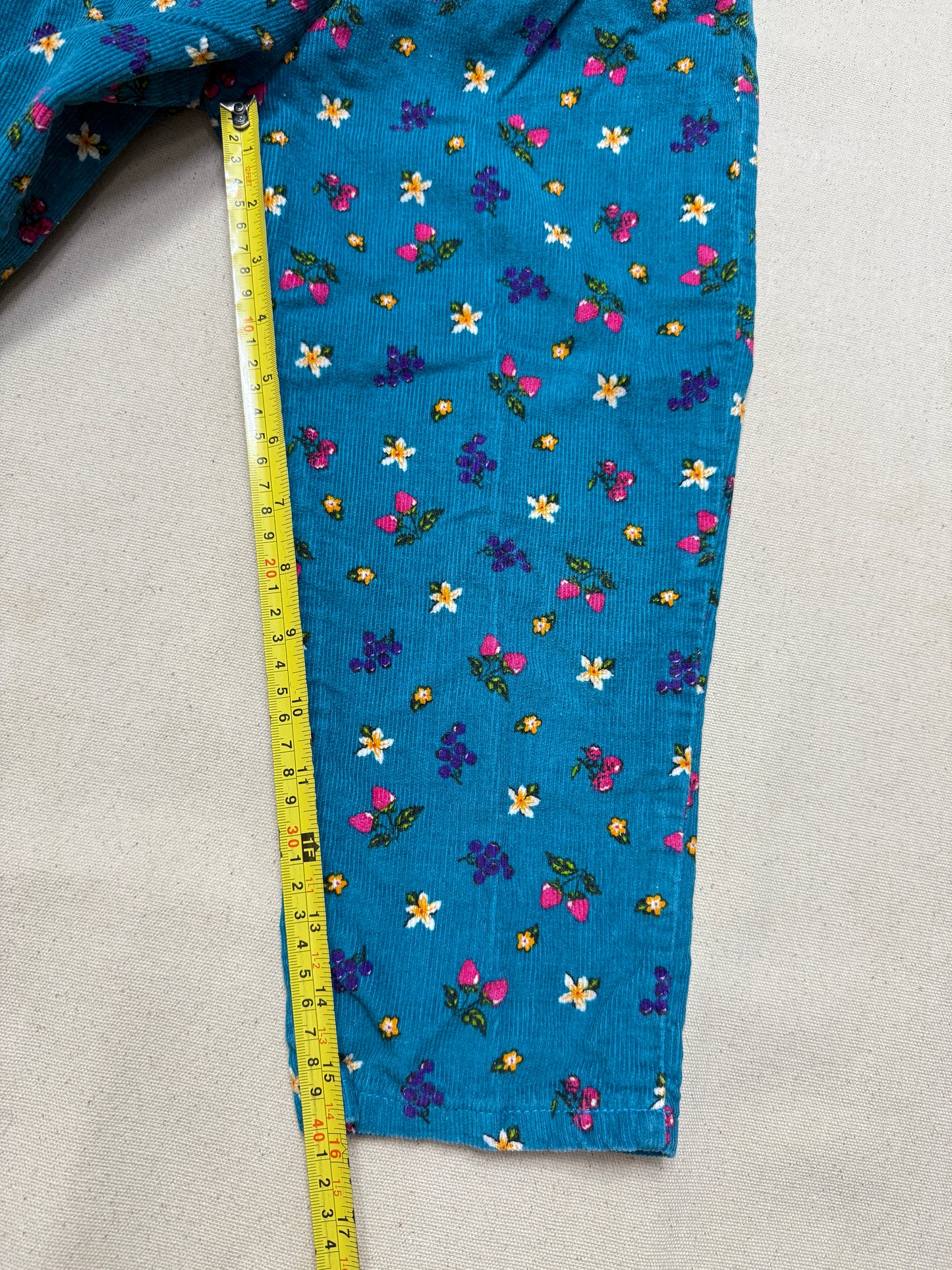 90s Kids Toddler Vintage Oshkosh Bgosh Fruits Flower AOP Corduroy Elastic Pants / 4T 5T