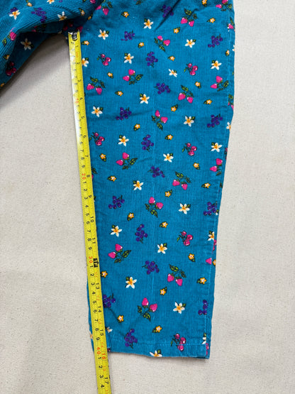 90s Kids Toddler Vintage Oshkosh Bgosh Fruits Flower AOP Corduroy Elastic Pants / 4T 5T