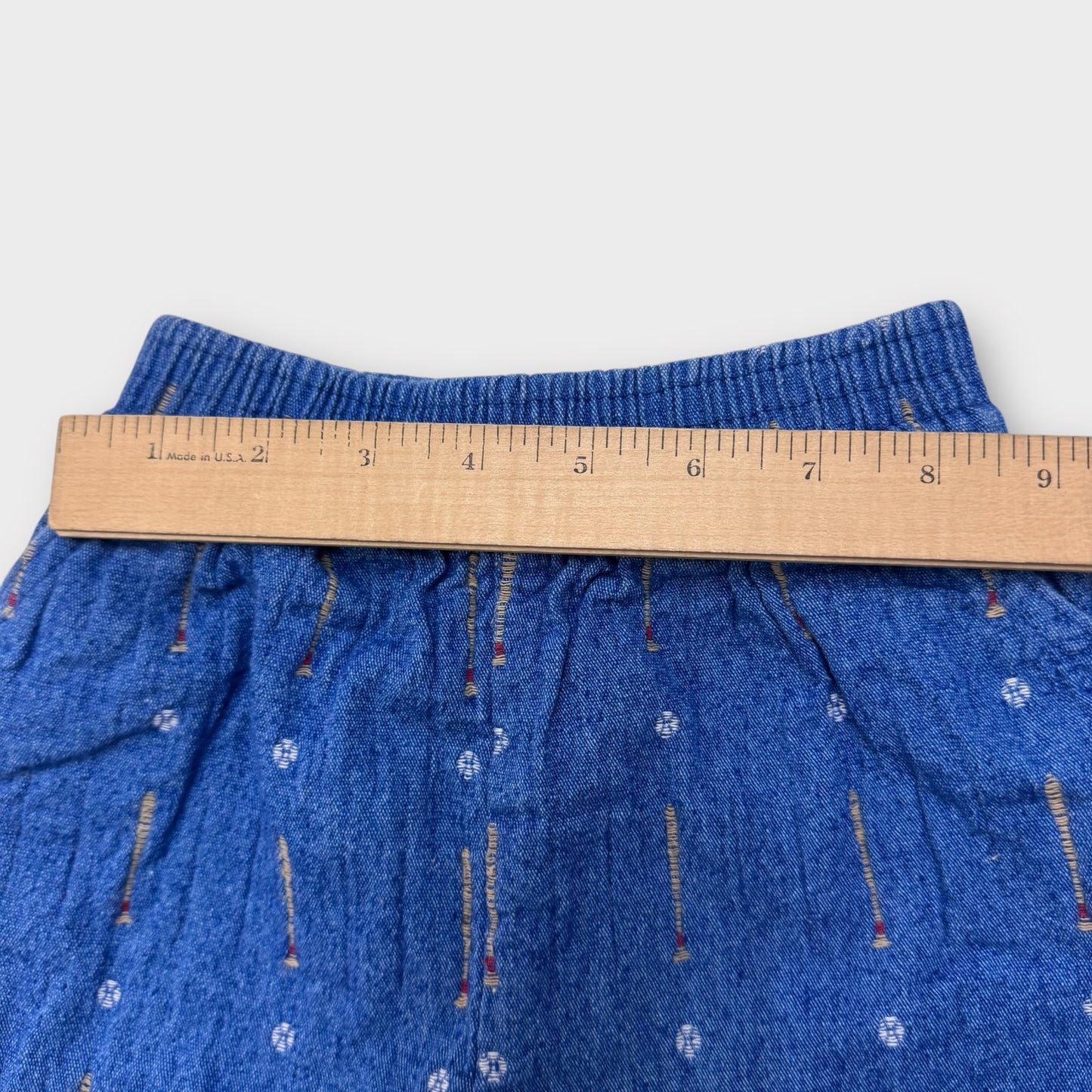 Baby Toddler Vintage Oshkosh Baseball Bat and Ball Embroidered 100% Cotton Short With Elastic Waistband 18M Made In USA