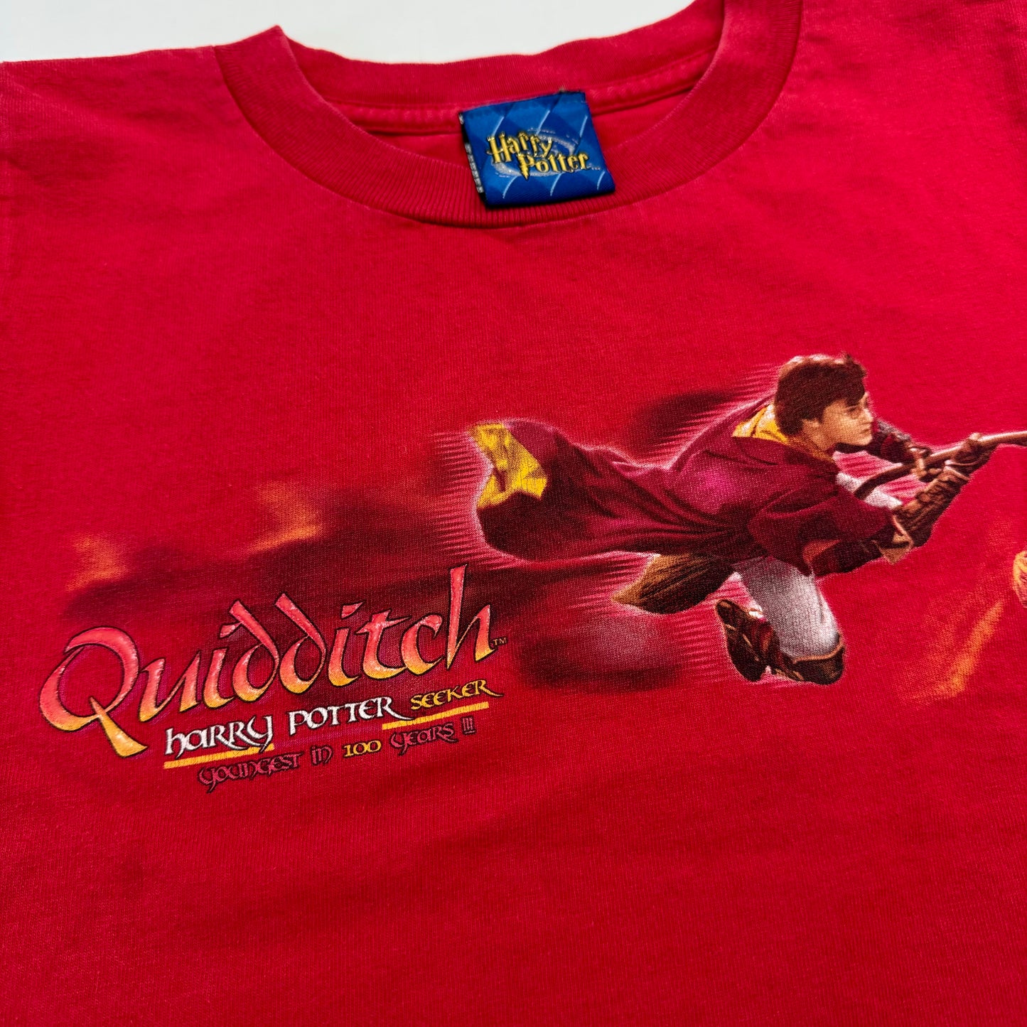 2002 Kids Toddler Vintage Harry Potter Seeker Quidditch Warner Bro Red T-Shirt 4Y 5Y 6Y Baby Tee