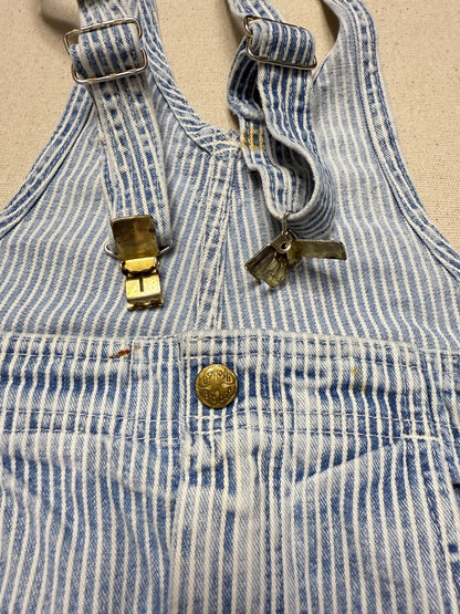 80s 90s Kids Vintage Oshkosh Bgosh Hickory Stripe Suspender Unique Design Slim Straight Overall / 4T 5T / Made in USA