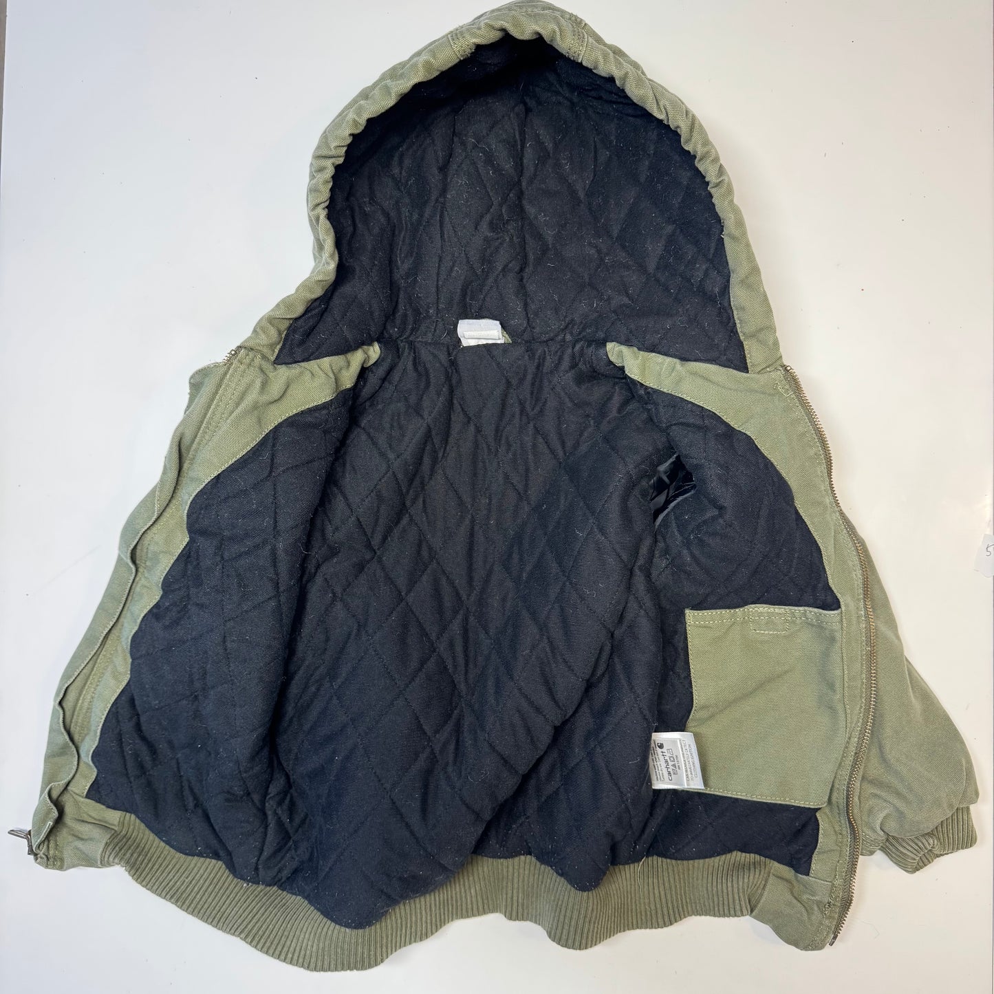 2000s Kids Army Green Active Carhartt Hooded Thick Jacket  7Y