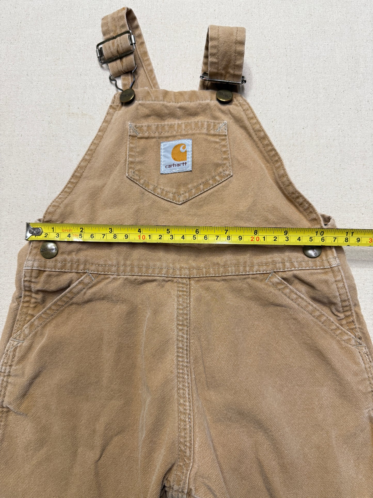 90s 2000 Kids Infant Vintage Carhartt Canvas Bib Light Brown Overall / 12m 18m 24m