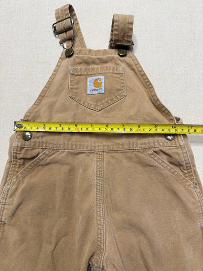 90s 2000 Kids Infant Vintage Carhartt Canvas Bib Light Brown Overall / 12m 18m 24m
