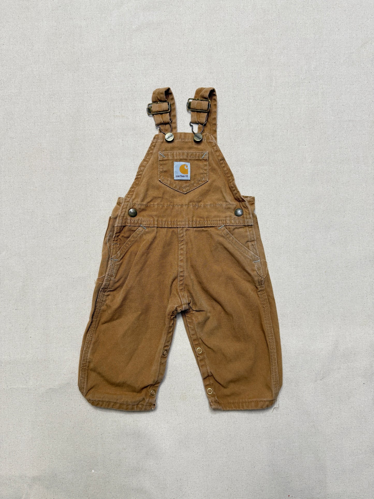 2002 Kids Infant Baby Vintage Carhartt Canvas Bib Light Brown Overall / 6m 9m 12m