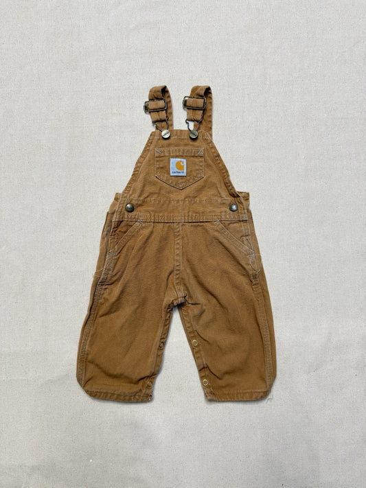 2002 Kids Infant Baby Vintage Carhartt Canvas Bib Light Brown Overall / 6m 9m 12m