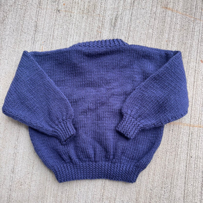 Kids Vintage Navy Dark Blue Hand Knit Pullover Sweater 4Y 5Y 6Y