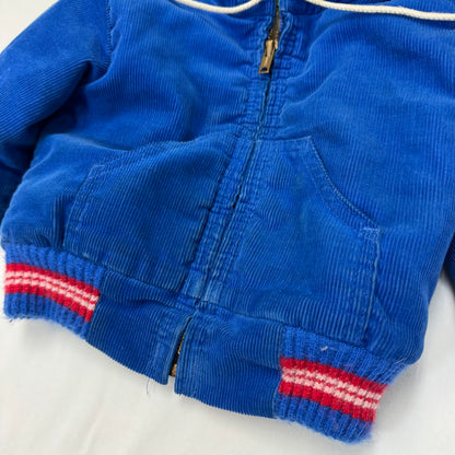 90s Kids Toddler Oshkosh B’Gosh Royal Blue Corduroy Zip Lined Jacket With Hood 24m/ Made in USA