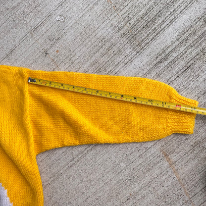 Kids Vintage Hand Knit Bunny Yellow Pullover Sweater 5Y 6Y 7Y 8Y