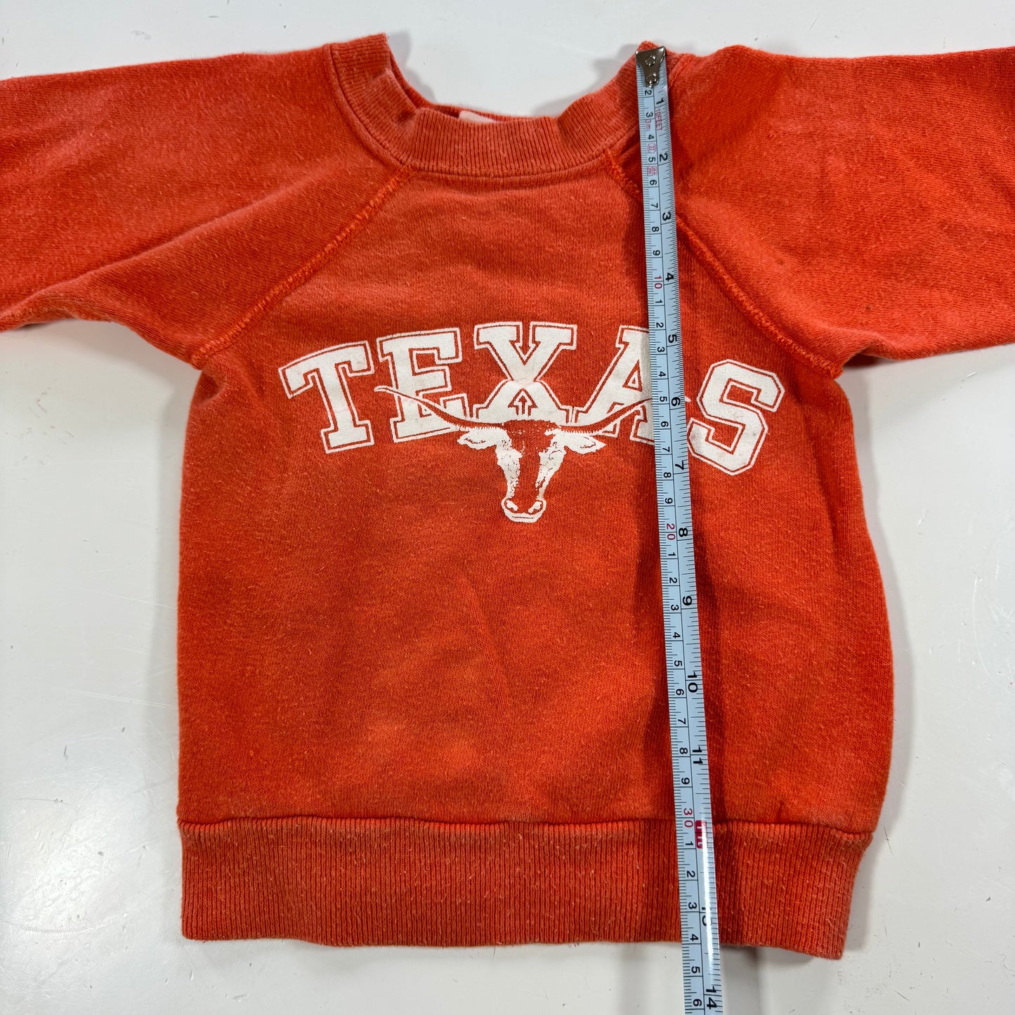 60s 70s Kids Baby Vintage Texas Orange Crew Pullover Sweatshirt 12m 18m