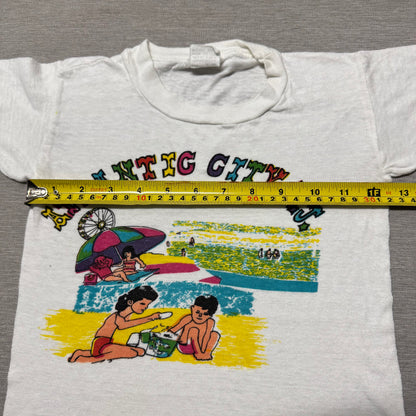 60s Kids Vintage Atlantic City NJ Souvenir Short Sleeve White 100% Cotton T-Shirt M 6Y 7Y 8Y