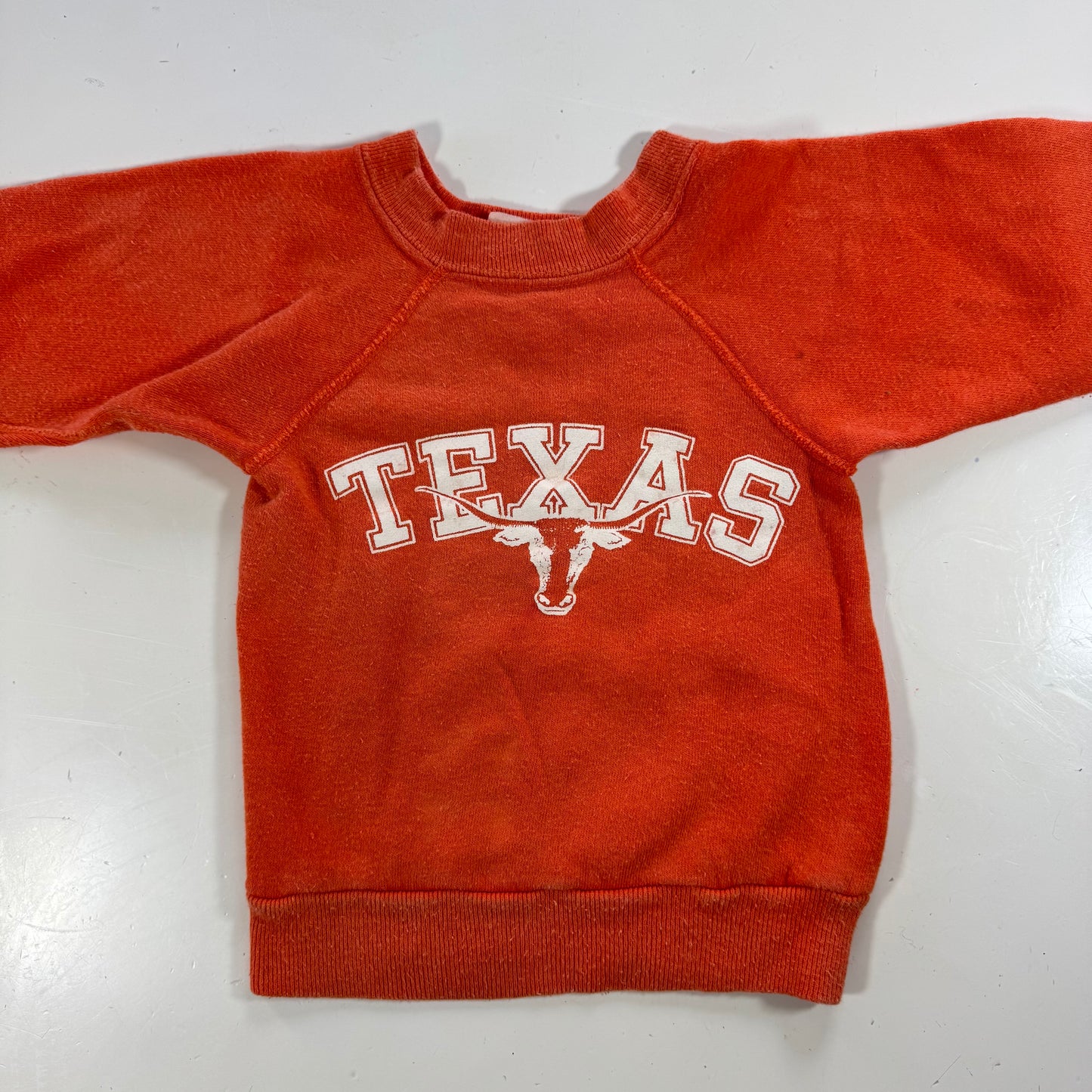 60s 70s Kids Baby Vintage Texas Orange Crew Pullover Sweatshirt 12m 18m