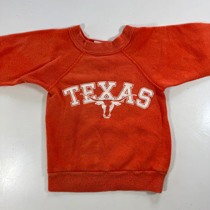 60s 70s Kids Baby Vintage Texas Orange Crew Pullover Sweatshirt 12m 18m