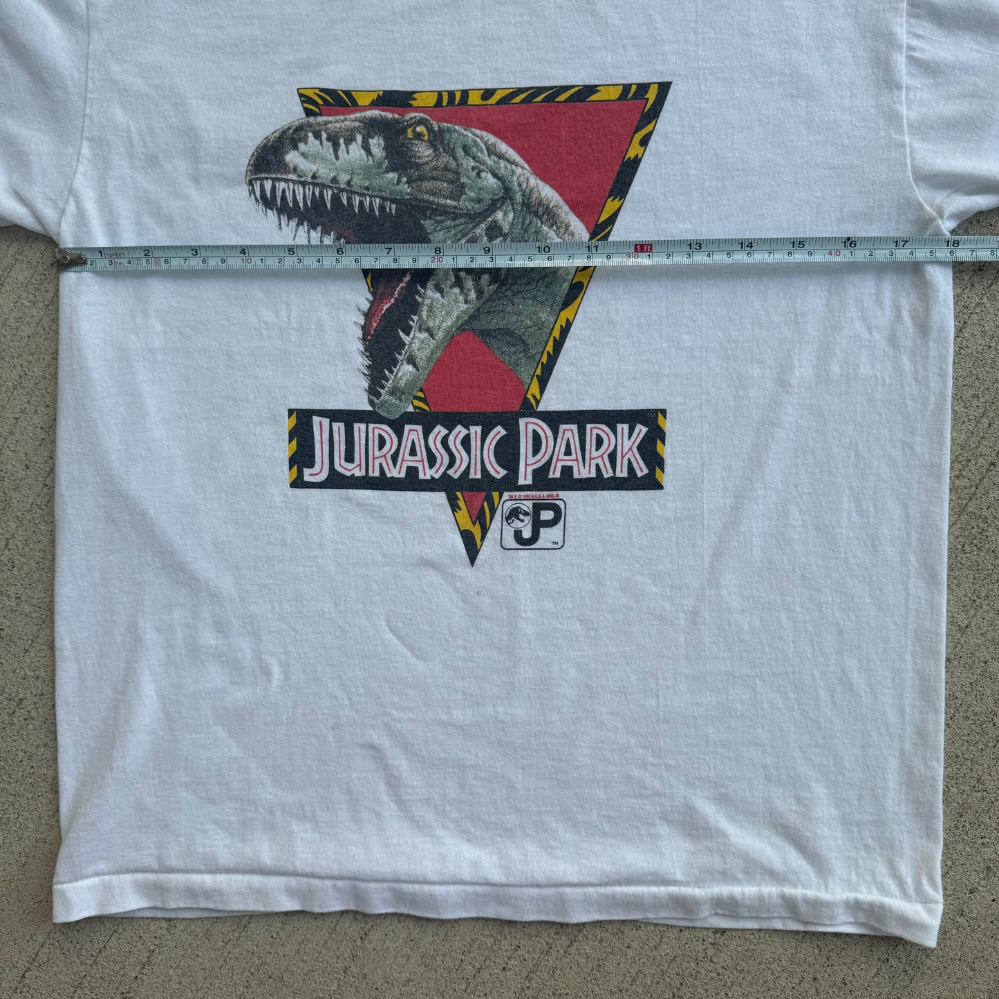 90s 1993 Kids Youth Vintage Jurassic Park T-Shirt 50/50 White T-Shirt Made in USA 12Y 13Y 14Y