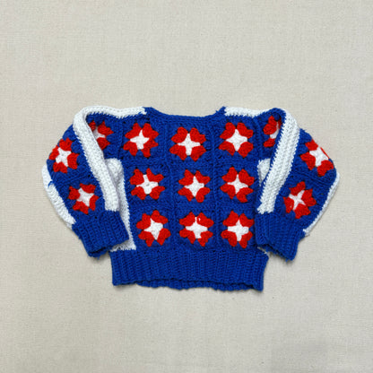 Kids Toddler Vintage Handmade Granny Square Knit Sweater / 2T 3T 4T