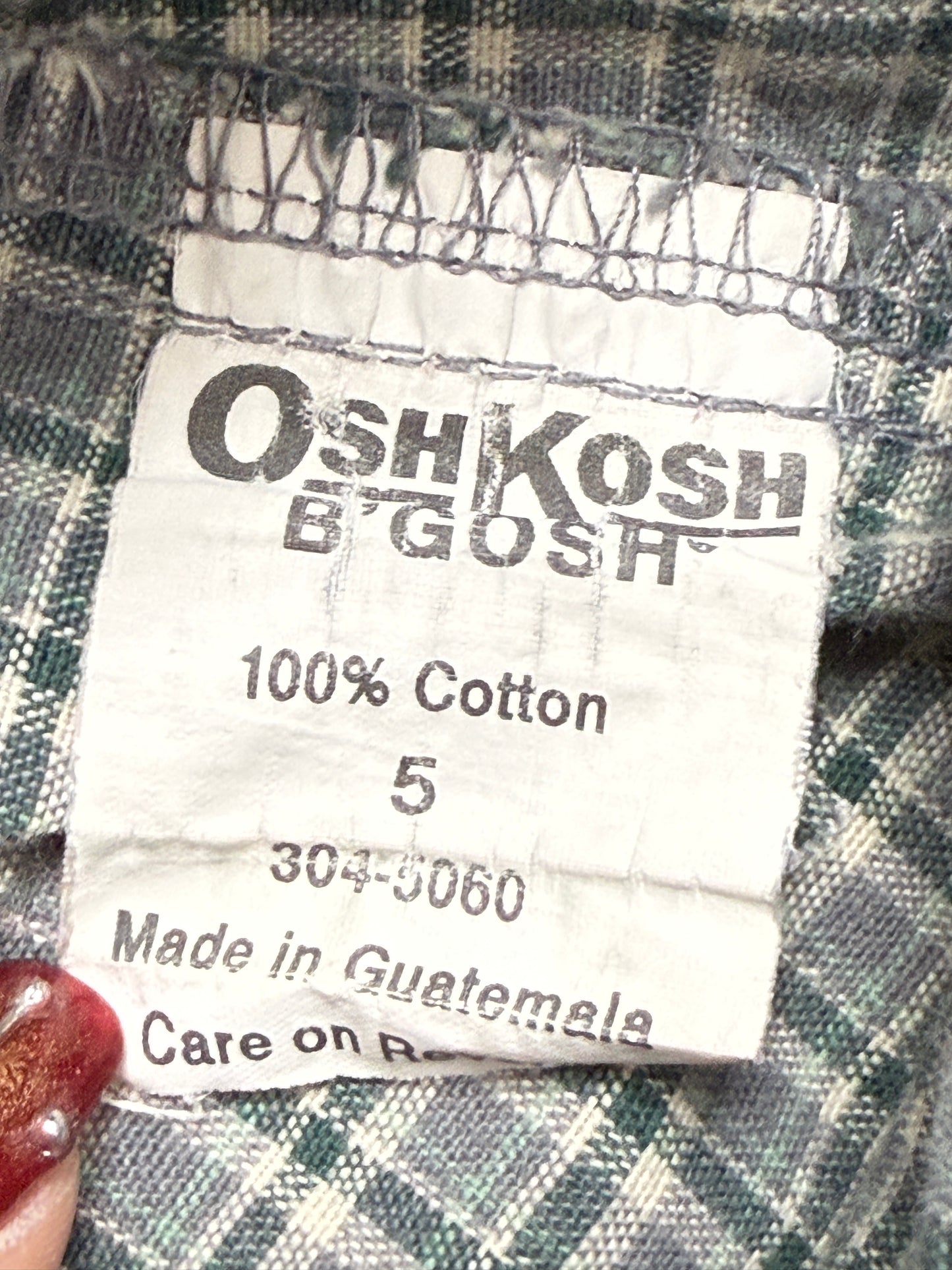 90s 2000' Kids Toddler Vintage Oshkosh Bgosh Gray Green Check Cotton Shorts / 3T 4T 5T