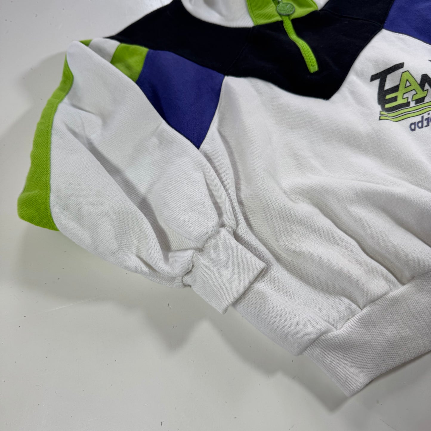 80s Kids Toddler Vintage Team Adidas Half Zip White Sweatshirt S 4Y 5Y