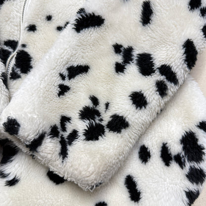 90s Kids Vintage Dalmatian Faux Fur Lined Zip Up Hooded jacket / 5y 6y
