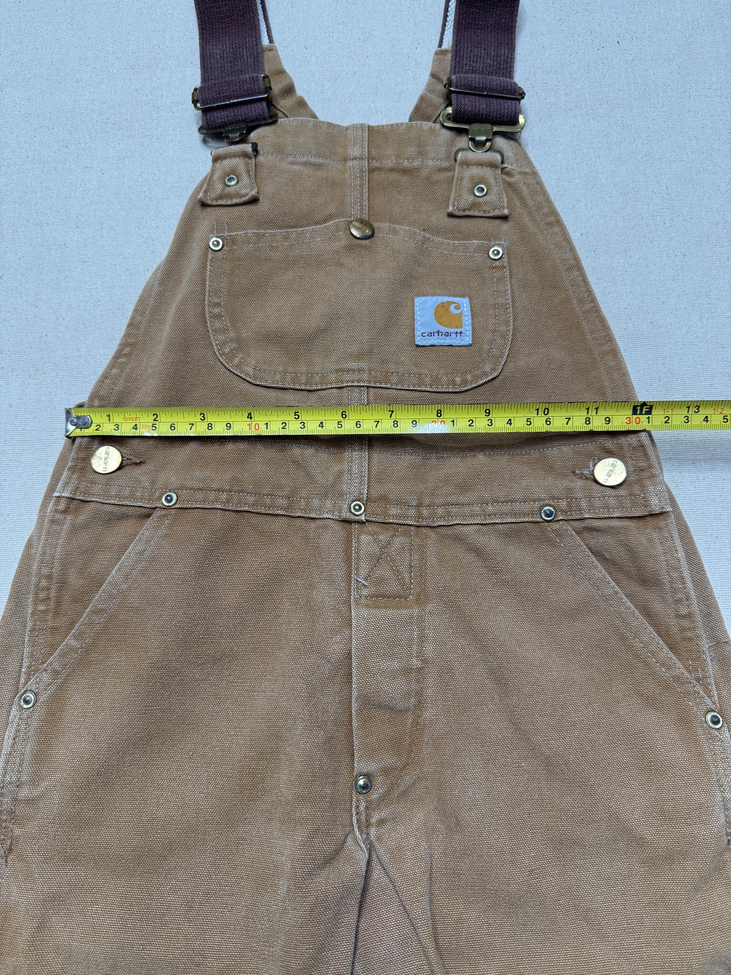 90s/2000 Kids Toddler Vintage Carhartt Canvas Double Knee Bib Light Brown Overall / 4T 5T 6y