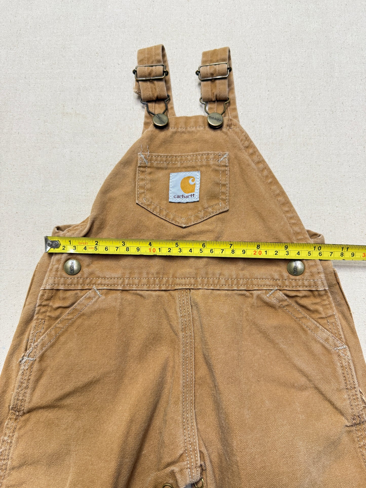 90s  Kids Infant Vintage Carhartt Canvas Bib Light Brown Overall / 9m 12m 18m
