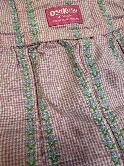 ASIS / 90s Kids Toddler Vintage Oshkosh Bgosh Froral Stripe Pattern Pink Shortall / 2T 3T