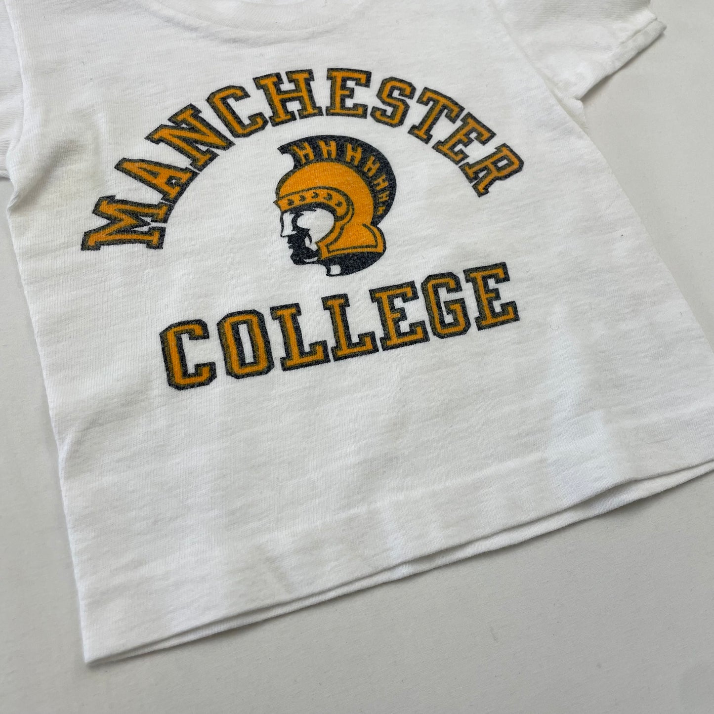 60’s Kids Toddler Baby Vintage Champion Runners Tag Manchester College T-Shirt / 9m 12m 18m 24m 2T / 100% Cotton