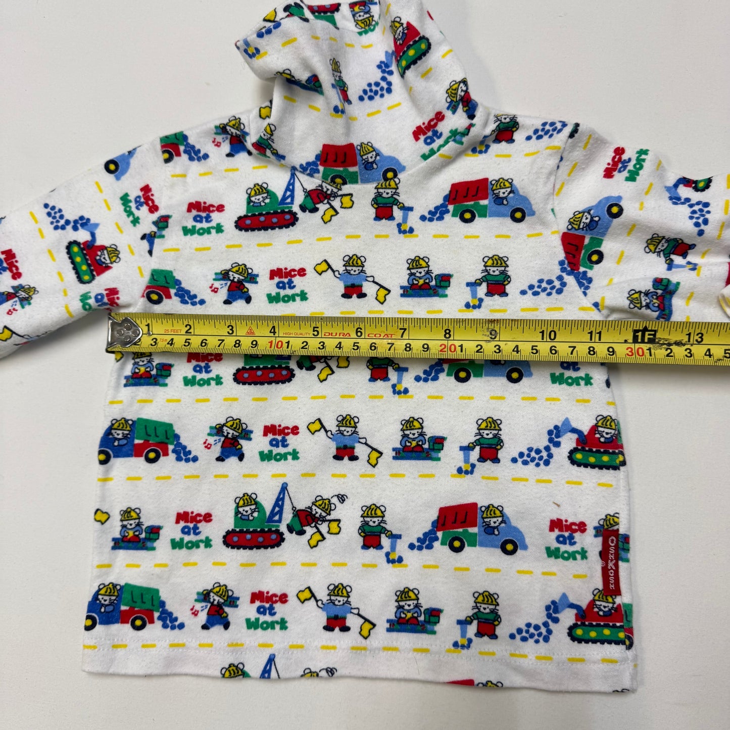 90s Kids Toddler Vintage Oshkosh Bgosh “ Mice at work” AOP Turtleneck Longsleeve Top / 2T/Made in USA