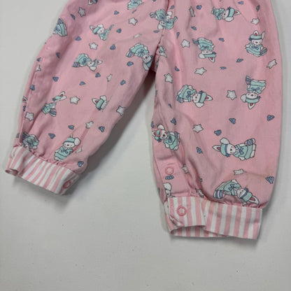 90s Kids Vintage Oshkosh B’Gosh Pink Bunny AOP Front Bow 100% Cotton Overall / 2T / Made in USA