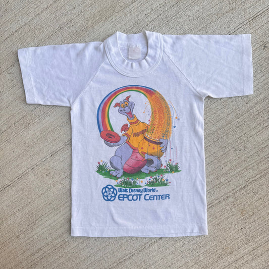 Kids Toddler Vintage Disney  White 50/50 T-Shirt Figment Character Epcot Center S 3Y 4Y 5Y