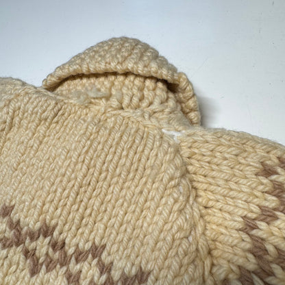 50s 60s Kids Toddler Vintage Beige Brown Royal Guard Heavy Talon Zipper Cowichan Sweater / 2Y 3Y 4Y