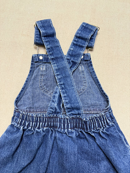 90s Kids Toddler Vintage Oshkosh Bgosh Cross Back Simple Casual Denim Dress / 18m 24m 2T / Made in USA
