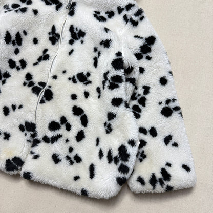 90s Kids Vintage Dalmatian Faux Fur Lined Zip Up Hooded jacket / 5y 6y