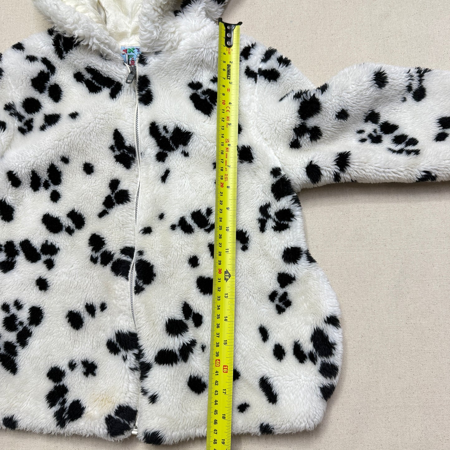 90s Kids Vintage Dalmatian Faux Fur Lined Zip Up Hooded jacket / 5y 6y
