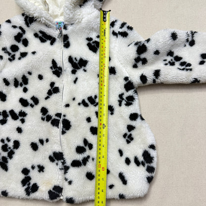 90s Kids Vintage Dalmatian Faux Fur Lined Zip Up Hooded jacket / 5y 6y