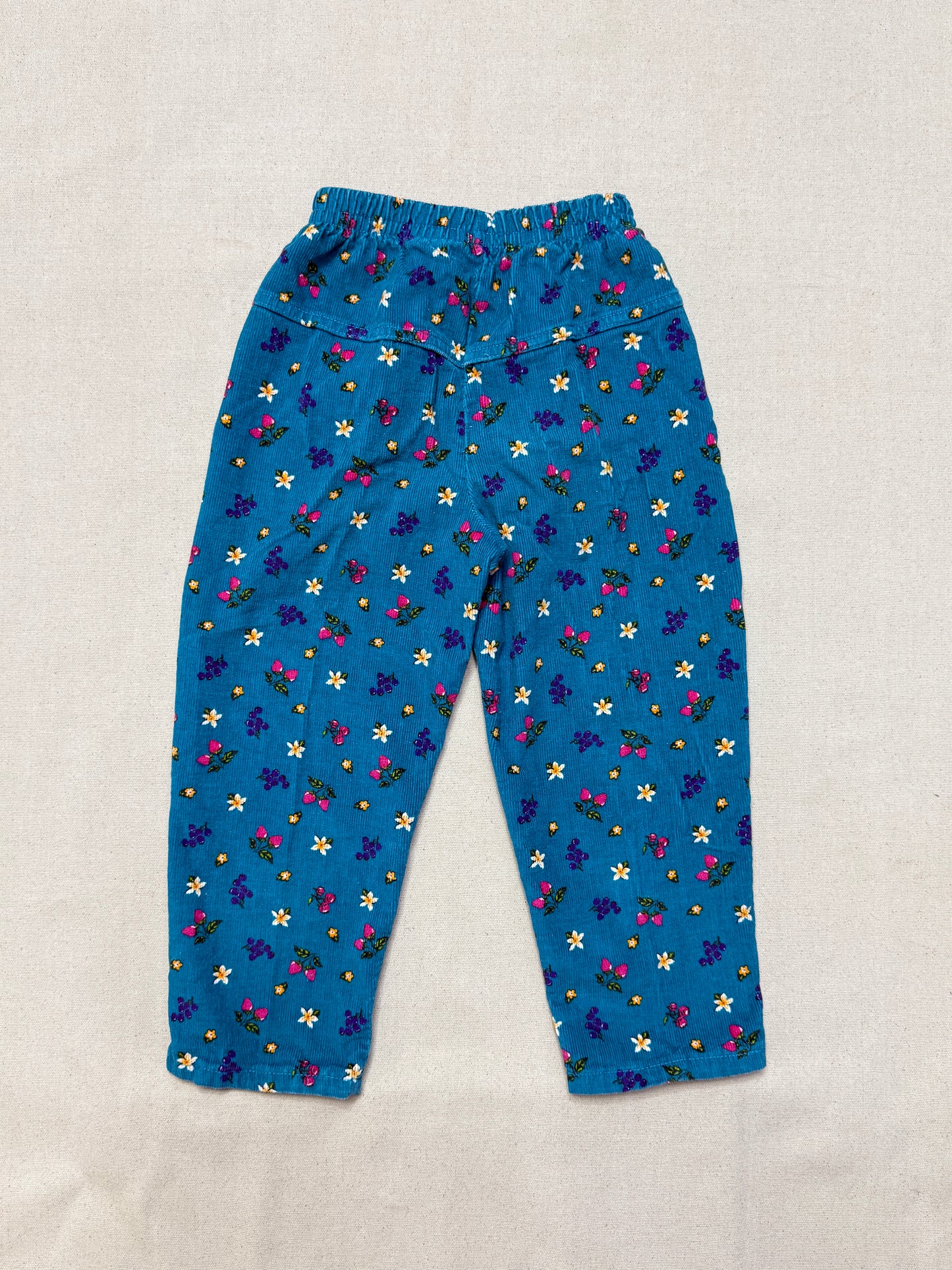 90s Kids Toddler Vintage Oshkosh Bgosh Fruits Flower AOP Corduroy Elastic Pants / 4T 5T