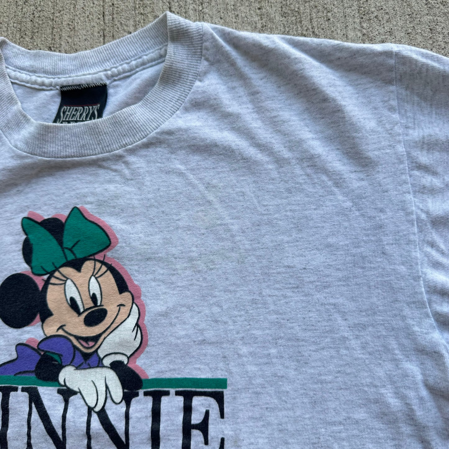 90s Kids Vintage Disney Minnie Mouse Florida Double Sided Gray 100% Cotton T-Shirt