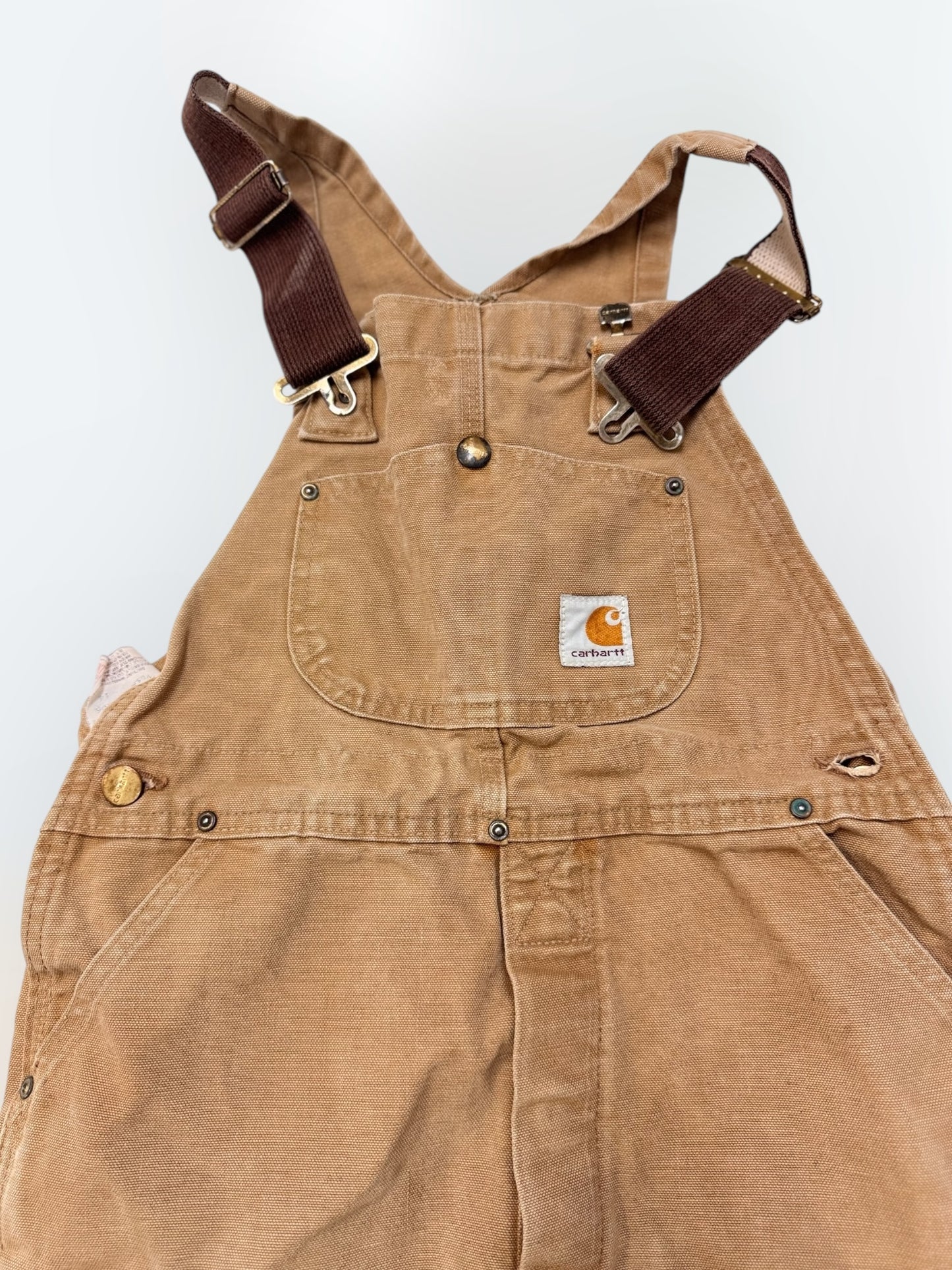 Kids Teen Vintage Carhartt Light Faded Brown Overall 11Y 12Y 13Y As Is *