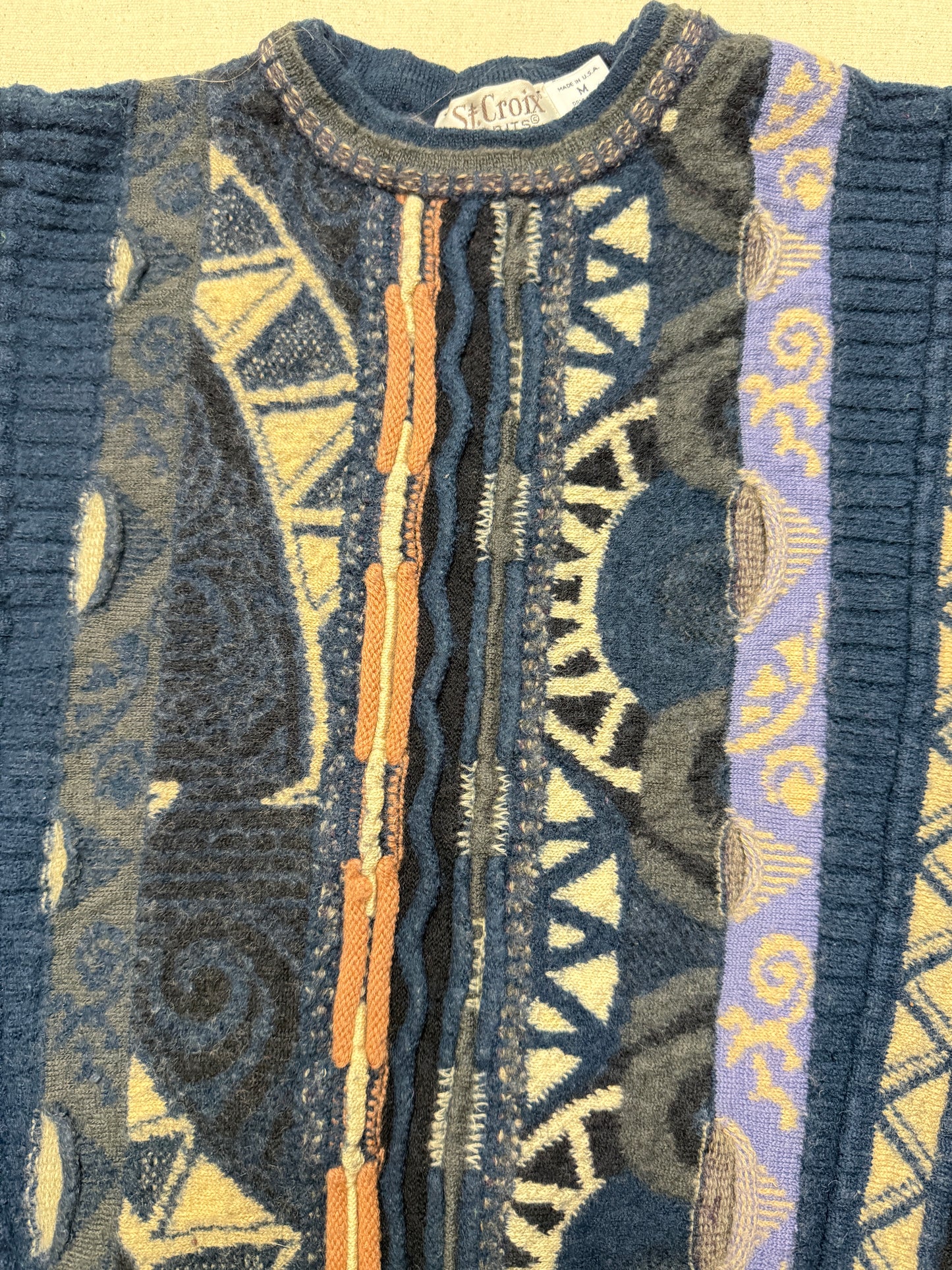 90s Kids Youth Vintage Coogi Style 100% Pure Wool Sweater / Made in USA / 7y 8y 9y