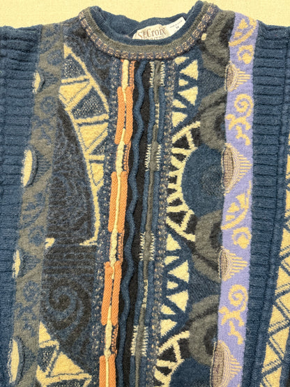 90s Kids Youth Vintage Coogi Style 100% Pure Wool Sweater / Made in USA / 7y 8y 9y