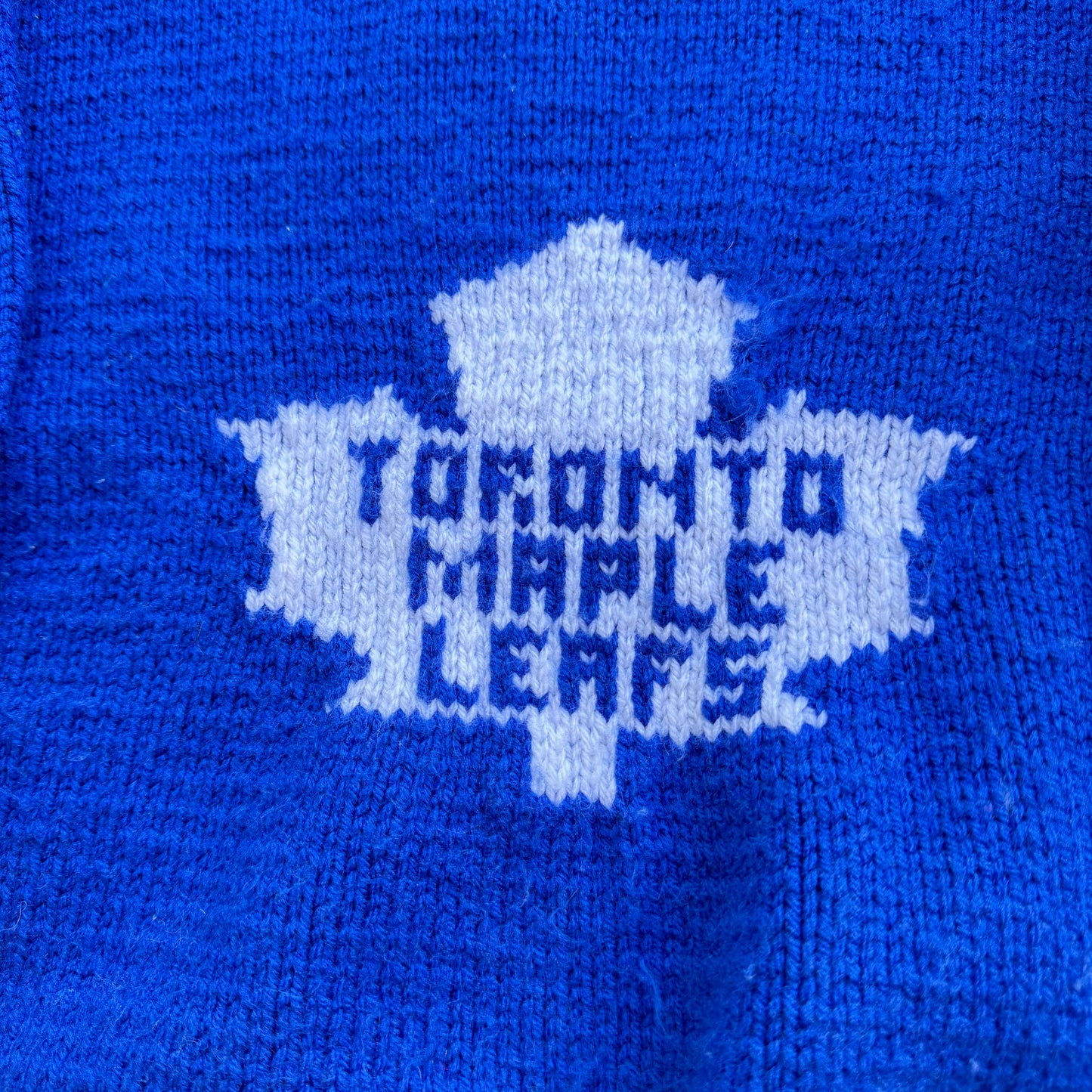 Kids Vintage Child Royal Blue Knit Hans Made Toronto Maple Leafs Knit Pullover Sweater 7Y 8Y 9Y