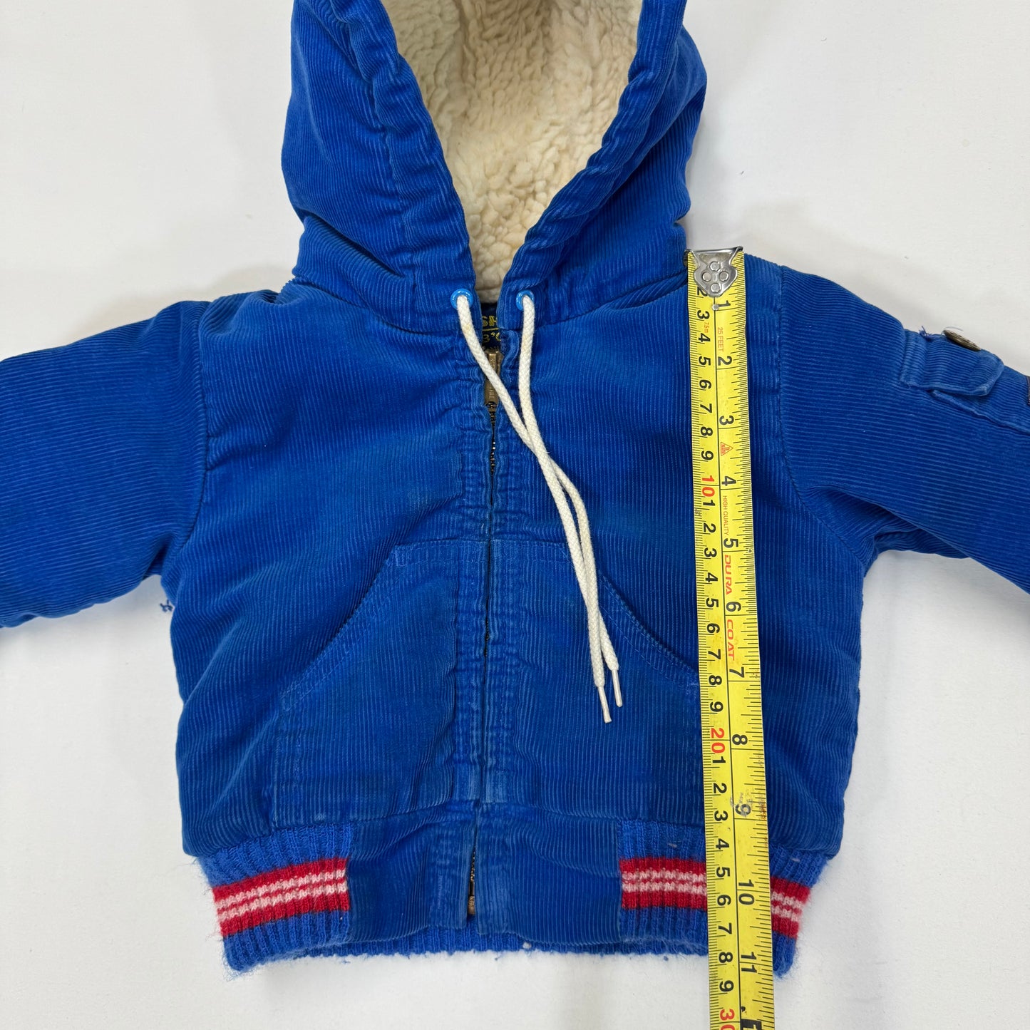 90s Kids Toddler Oshkosh B’Gosh Royal Blue Corduroy Zip Lined Jacket With Hood 24m/ Made in USA