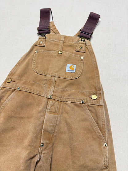 90s/2000 Kids Toddler Vintage Carhartt Canvas Double Knee Bib Light Brown Overall / 4T 5T 6y