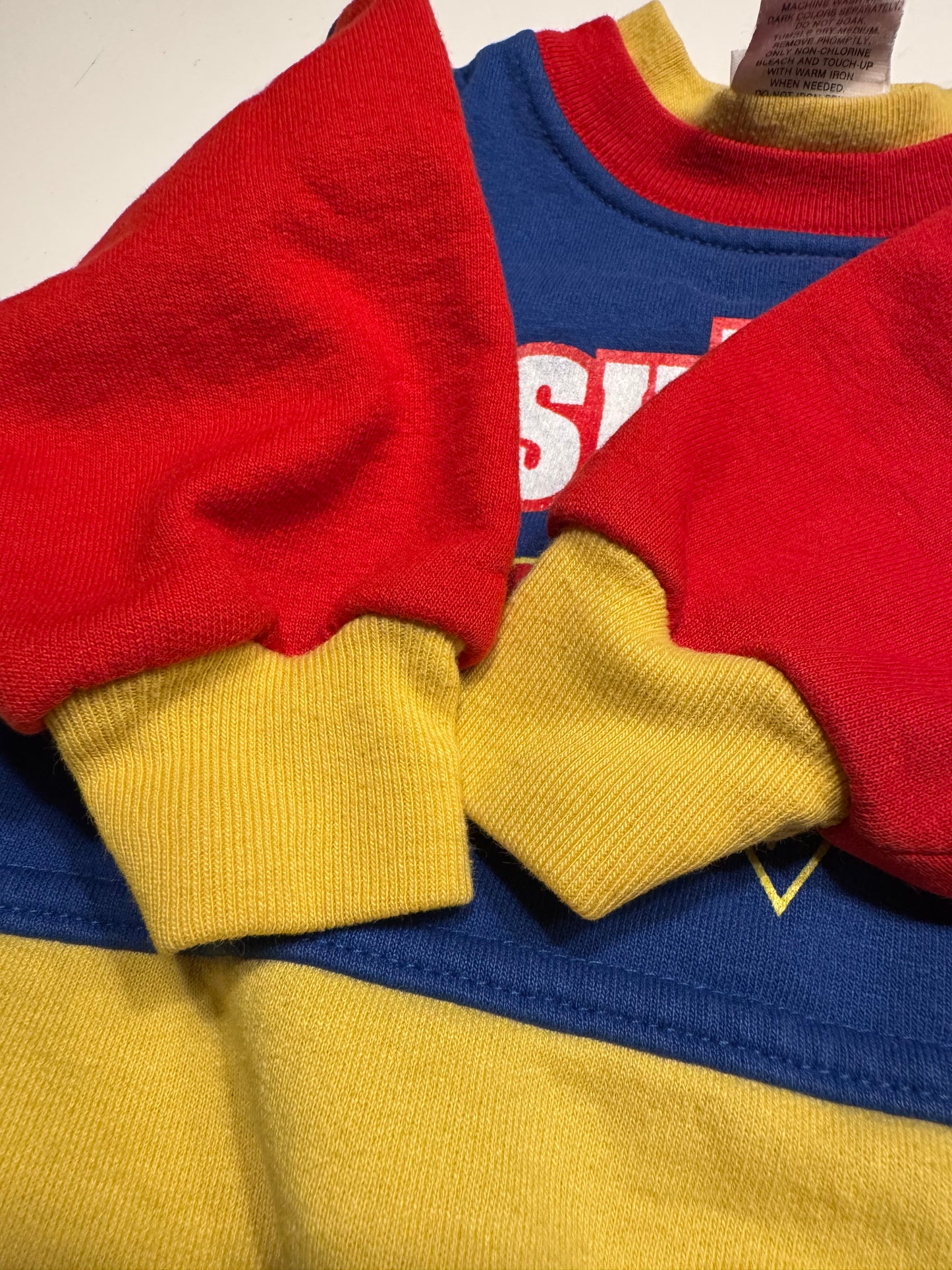90s Kids Toddler Infant Vintage Baby B’Gosh Oshkosh Multicolour Blue Red Yellow Pullover Sweatshirt//12m