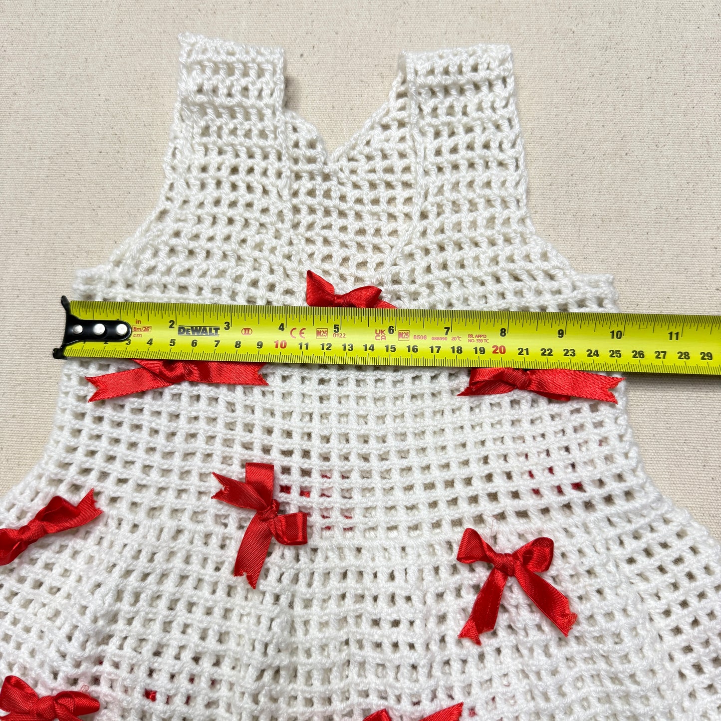 Kids Toddler Vintage Handmade Crochet Knit Removable Ribbons Design Dress / 3T 4T