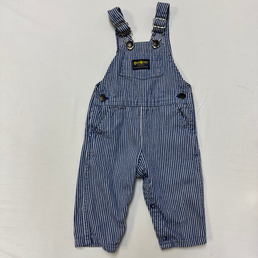 90s Kids Baby Vintage Oshkosh B’Gosh Lightweight Hickory Stripe  Denim Overall / 12m /