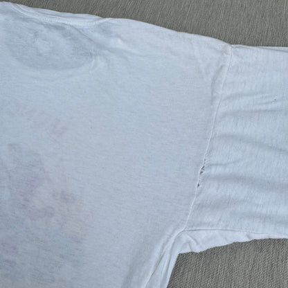 70s Kids Vintage Monchen Yoddlers Print SouvenirWhite 100% Cotton Single Stitch Short Sleeve T-Shirt 10Y Baby Tee XS Adult